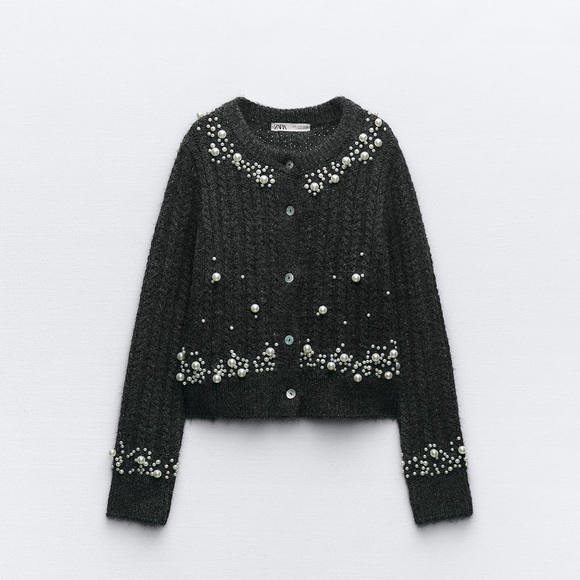 ZARA PEARL KNIT CARDIGAN - Picture 2 of 6